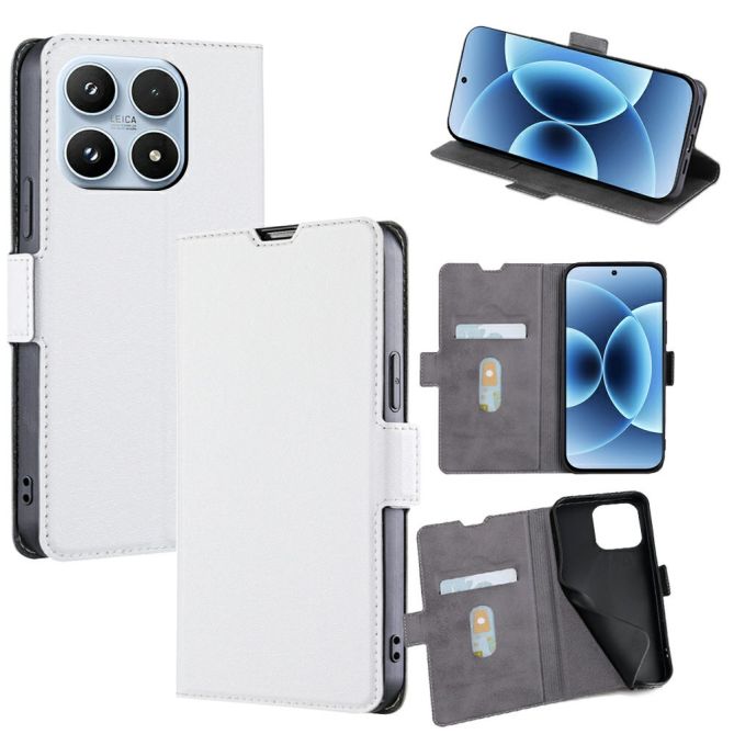Housse Xiaomi 17 à rabat simili cuir avec double clip magnétique