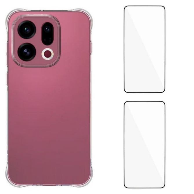 WANLONFENG For Oppo Find X9 5G TPU Case  WL2 Series 2.0mm Phone Cover with 2Pcs Tempered Glass Films