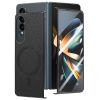 Coque Samsung Galaxy Z Fold 4 simili cuir grain litchi avec anneau aimanté et verre trempé