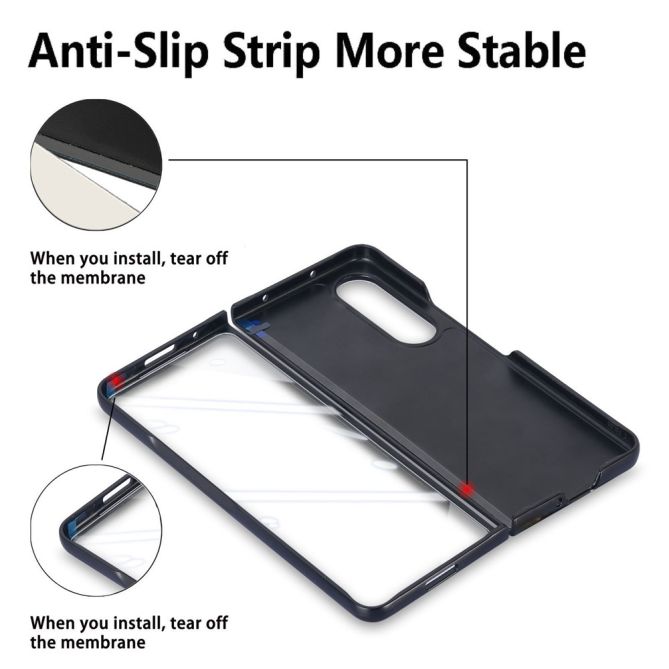 Coque Samsung Galaxy Z Fold 4 simili cuir grain litchi avec anneau aimanté et verre trempé