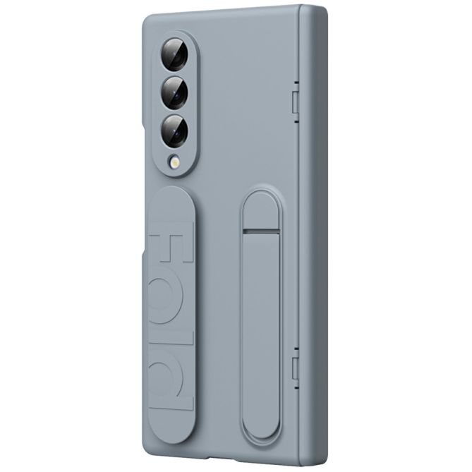 Coque Samsung Galaxy Z Fold 4 avec sangle de maintien en silicone, béquille et verre trempé