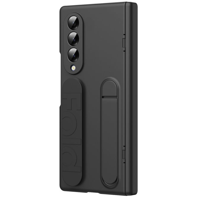 Coque Samsung Galaxy Z Fold 4 avec sangle de maintien en silicone, béquille et verre trempé