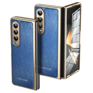 Coque Samsung Galaxy Z Fold 4 simili cuir texture croisée et verre trempé