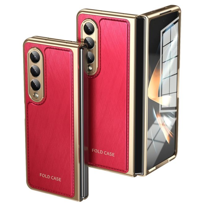 Coque Samsung Galaxy Z Fold 4 simili cuir texture croisée et verre trempé