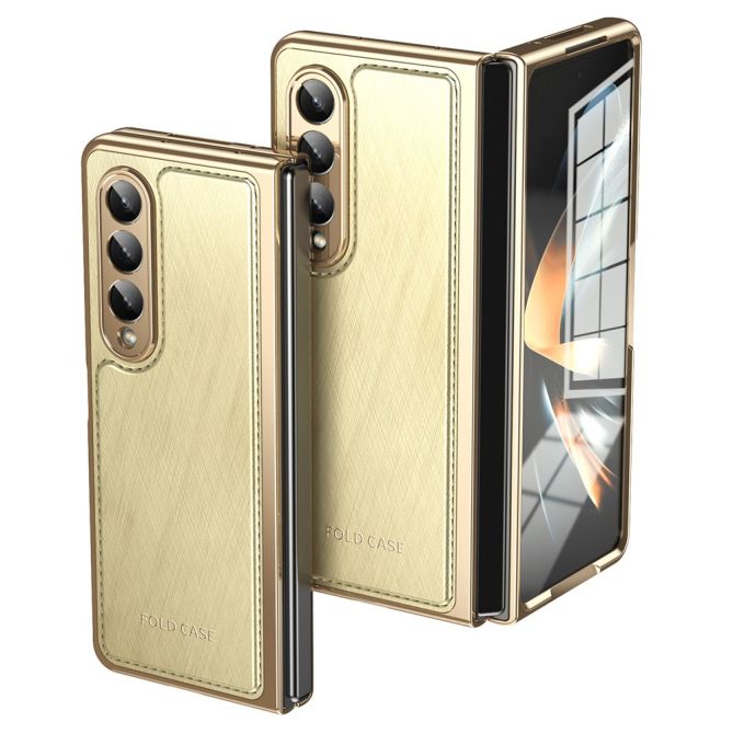 Coque Samsung Galaxy Z Fold 4 simili cuir texture croisée et verre trempé