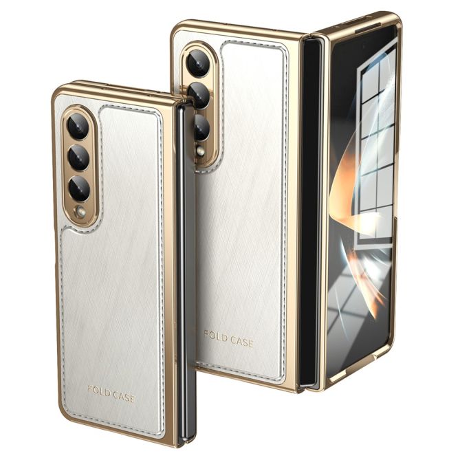 Coque Samsung Galaxy Z Fold 4 simili cuir texture croisée et verre trempé
