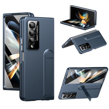 Coque Samsung Galaxy Z Fold 4 finition toucher peau avec béquille et verre trempé