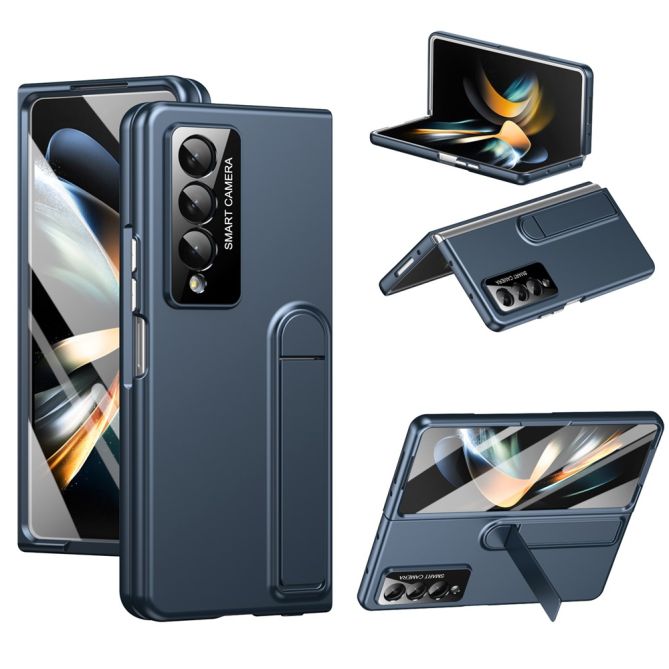 Coque Samsung Galaxy Z Fold 4 finition toucher peau avec béquille et verre trempé
