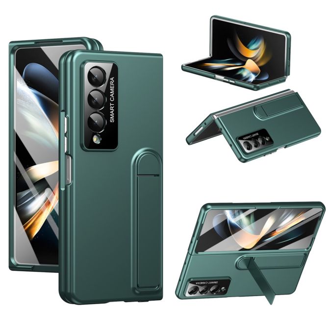 Coque Samsung Galaxy Z Fold 4 finition toucher peau avec béquille et verre trempé