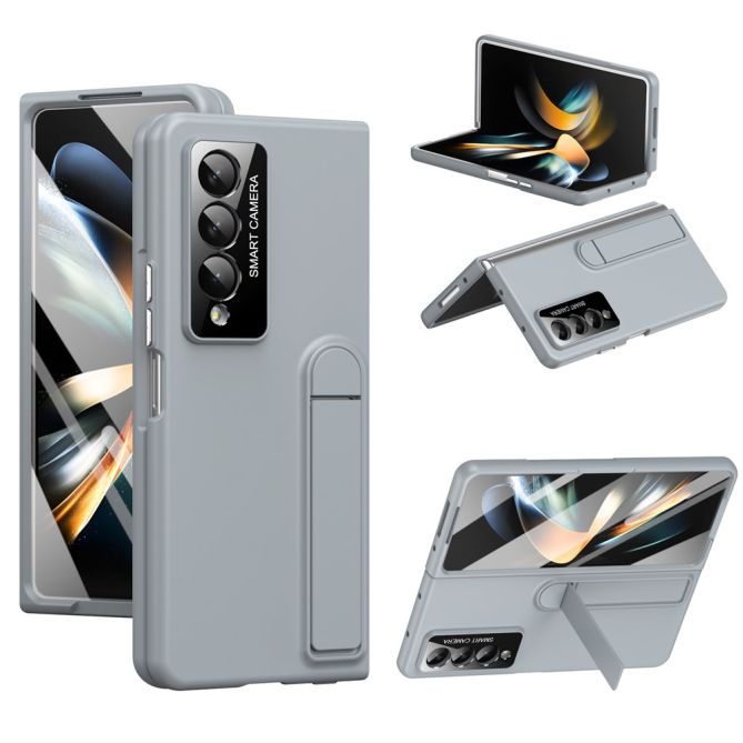 Coque Samsung Galaxy Z Fold 4 finition toucher peau avec béquille et verre trempé