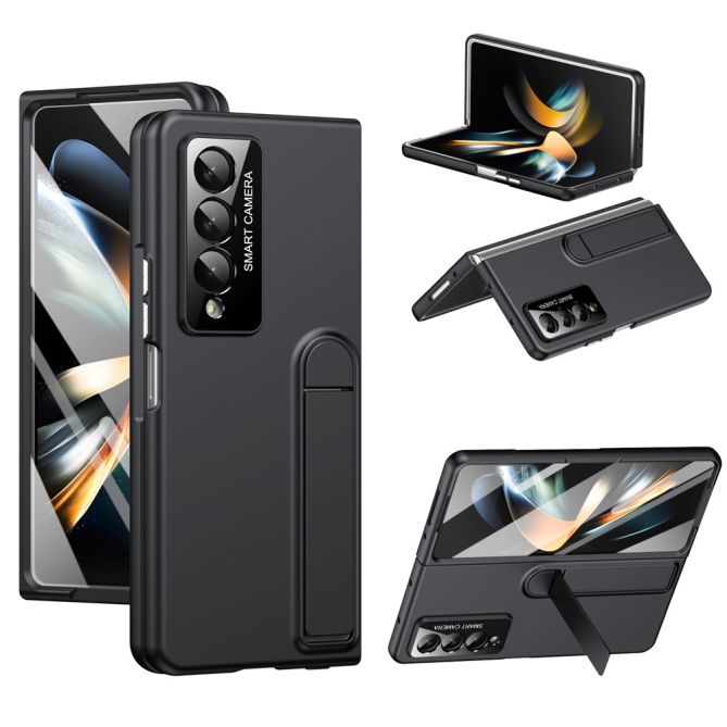 Coque Samsung Galaxy Z Fold 4 finition toucher peau avec béquille et verre trempé
