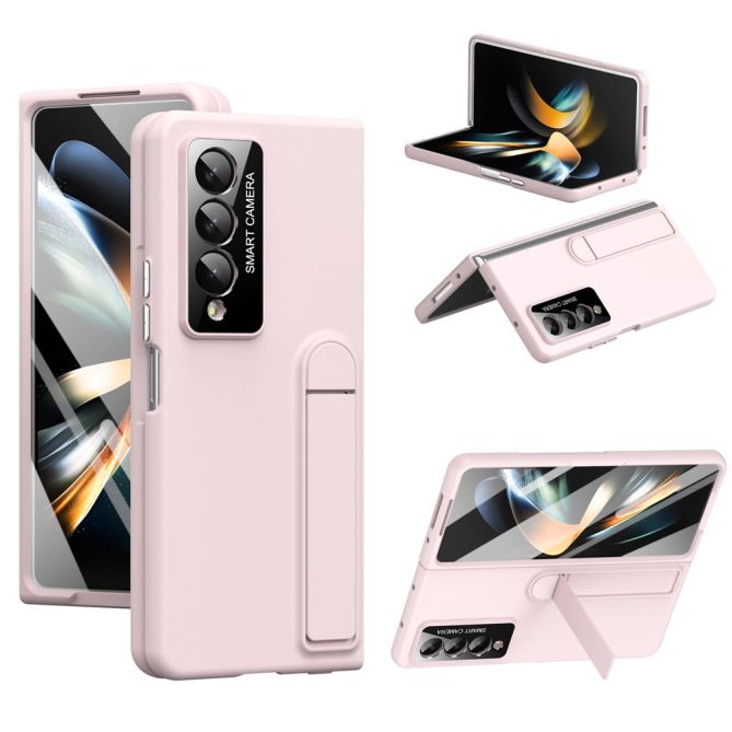 Coque Samsung Galaxy Z Fold 4 finition toucher peau avec béquille et verre trempé