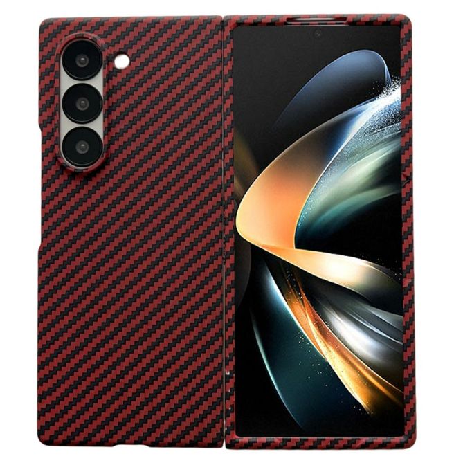 Coque Samsung Galaxy Z Fold 4 texture fibre de carbone avec protecteur d'écran