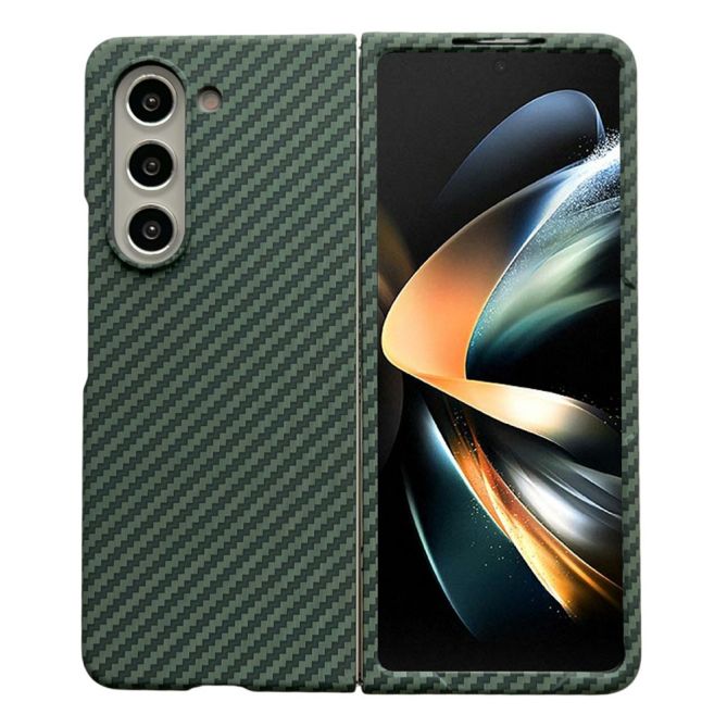 Coque Samsung Galaxy Z Fold 4 texture fibre de carbone avec protecteur d'écran