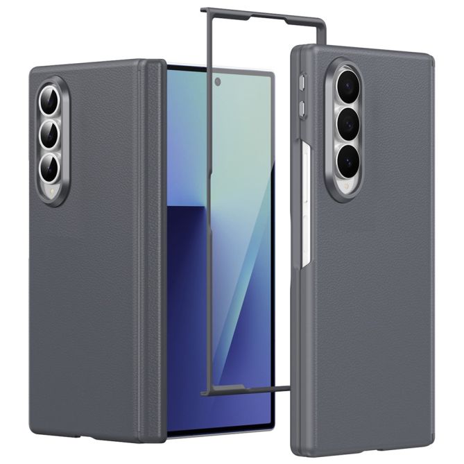 Coque Samsung Galaxy Z Fold 4 effet cuir avec bouton latéral intelligent et verre trempé