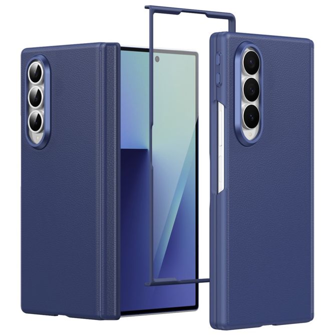 Coque Samsung Galaxy Z Fold 4 effet cuir avec bouton latéral intelligent et verre trempé