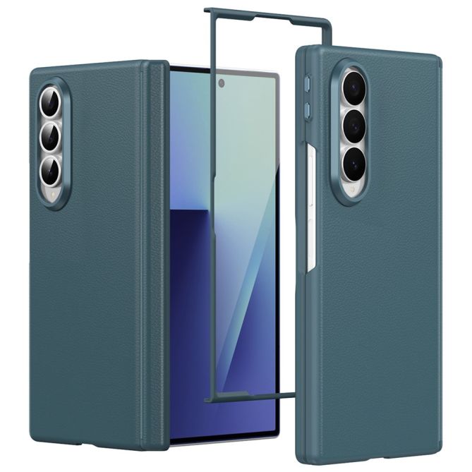 Coque Samsung Galaxy Z Fold 4 effet cuir avec bouton latéral intelligent et verre trempé