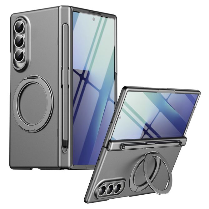 Coque Samsung Galaxy Z Fold 4 avec anneau rotatif, emplacement stylet et verre trempé
