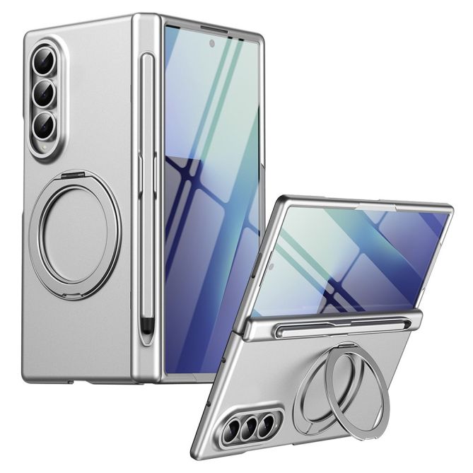 Coque Samsung Galaxy Z Fold 4 avec anneau rotatif, emplacement stylet et verre trempé