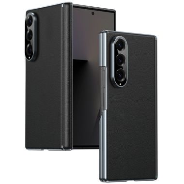 Coque Samsung Galaxy Z Fold 4 effet cuir avec charnière double axe