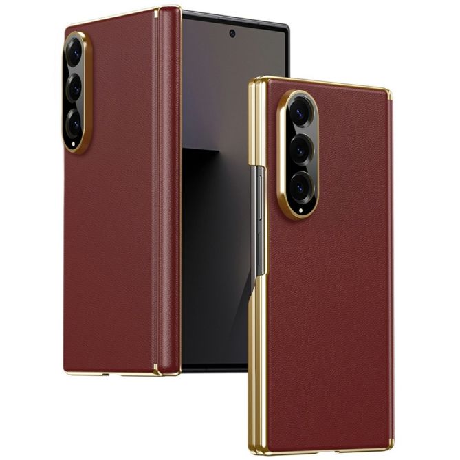Coque Samsung Galaxy Z Fold 4 effet cuir avec charnière double axe