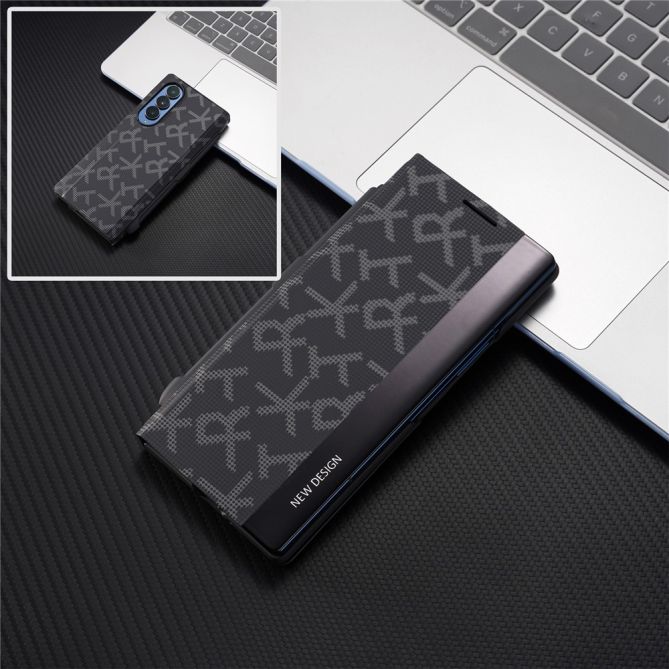 Coque Samsung Galaxy Z Fold 4 à motif géométrique pixelisé avec stylet
