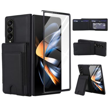 Coque Samsung Galaxy Z Fold4 portefeuille à support et verre trempé intégré