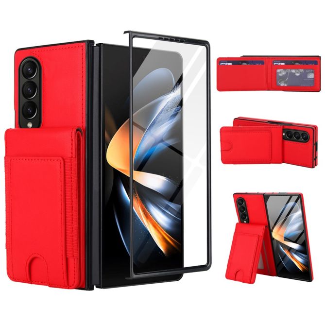 Coque Samsung Galaxy Z Fold4 portefeuille à support et verre trempé intégré