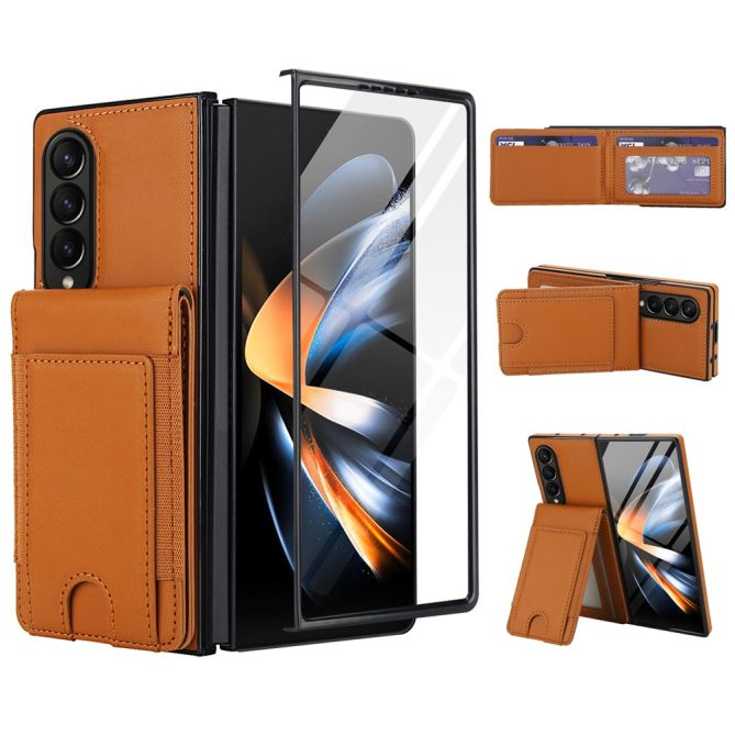 Coque Samsung Galaxy Z Fold4 portefeuille à support et verre trempé intégré