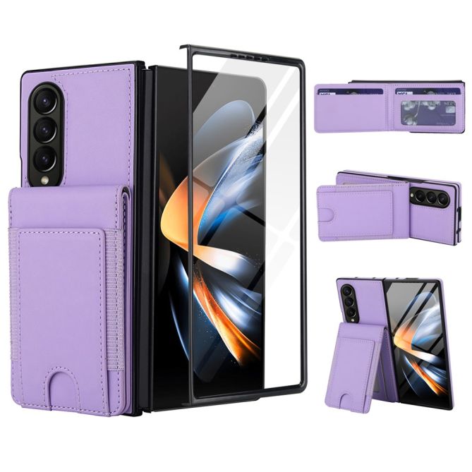 Coque Samsung Galaxy Z Fold4 portefeuille à support et verre trempé intégré