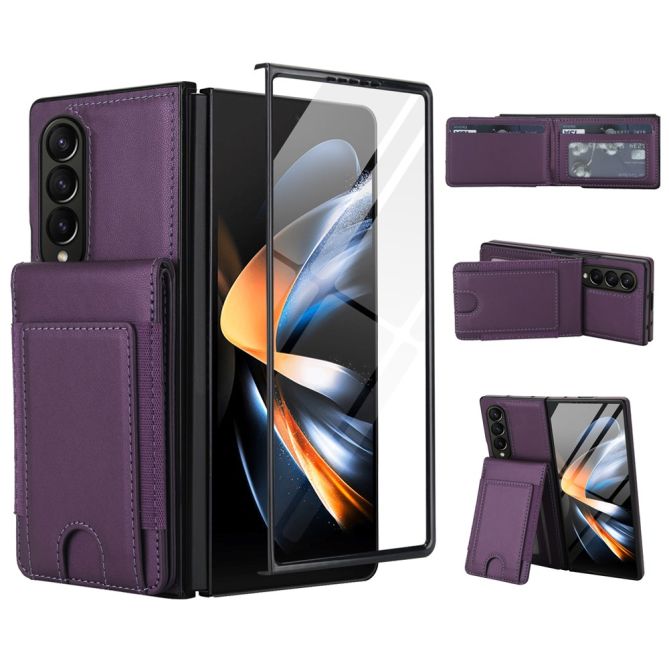 Coque Samsung Galaxy Z Fold4 portefeuille à support et verre trempé intégré