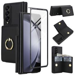 Coque Samsung Galaxy Z Fold 4 portefeuille avec anneau rotatif et verre trempé inclus