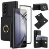 Coque Samsung Galaxy Z Fold 4 portefeuille avec anneau rotatif et verre trempé inclus