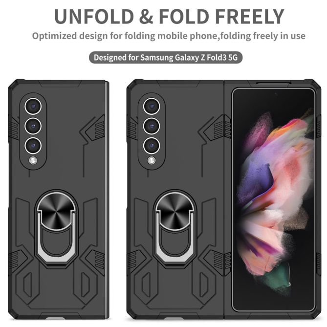 For Samsung Galaxy Z Fold4 5G Folding Phone Case PC+TPU Anti-scratch Kickstand Design Slim Protective Cover