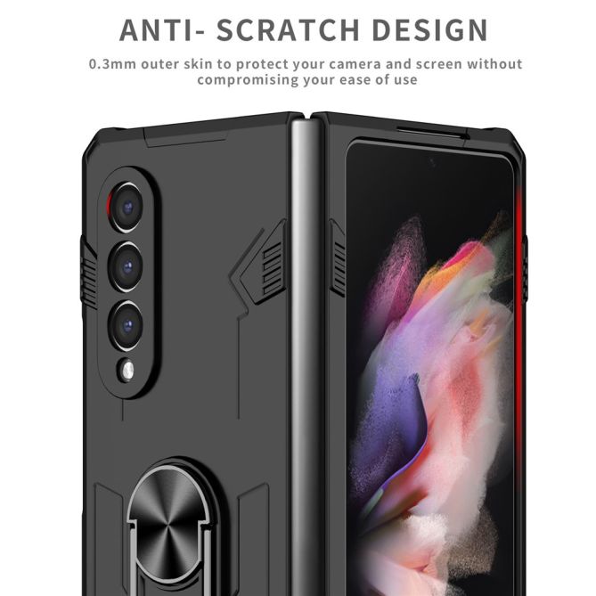 For Samsung Galaxy Z Fold4 5G Folding Phone Case PC+TPU Anti-scratch Kickstand Design Slim Protective Cover