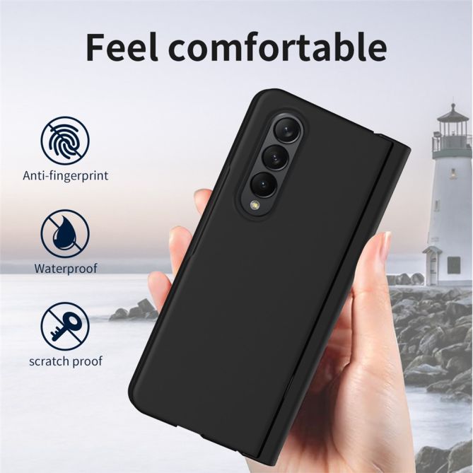 For Samsung Galaxy Z Fold4 5G Hard PC Hinge Design Phone Case Drop-proof Cover with Tempered Glass Screen Protector + Stylus Pen