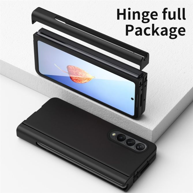 For Samsung Galaxy Z Fold4 5G Hard PC Hinge Design Phone Case Drop-proof Cover with Tempered Glass Screen Protector + Stylus Pen