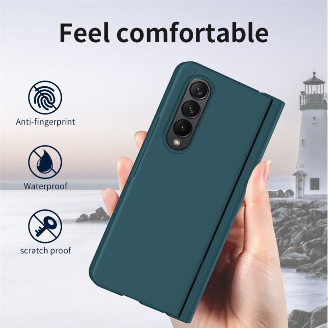 For Samsung Galaxy Z Fold4 5G Hard PC Hinge Design Phone Case Drop-proof Cover with Tempered Glass Screen Protector + Stylus Pen