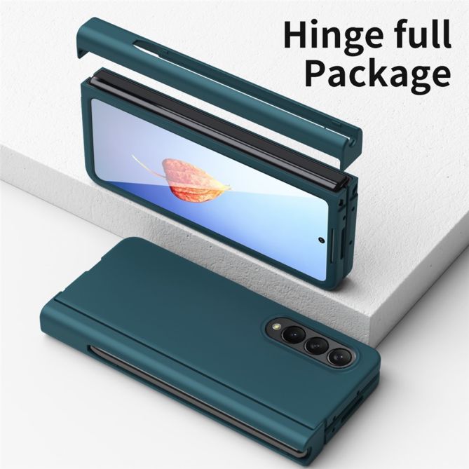 For Samsung Galaxy Z Fold4 5G Hard PC Hinge Design Phone Case Drop-proof Cover with Tempered Glass Screen Protector + Stylus Pen