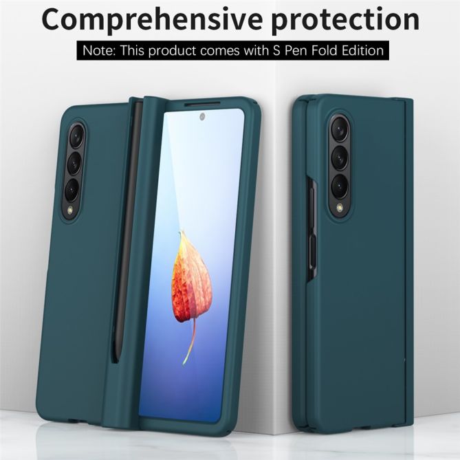 For Samsung Galaxy Z Fold4 5G Hard PC Hinge Design Phone Case Drop-proof Cover with Tempered Glass Screen Protector + Stylus Pen