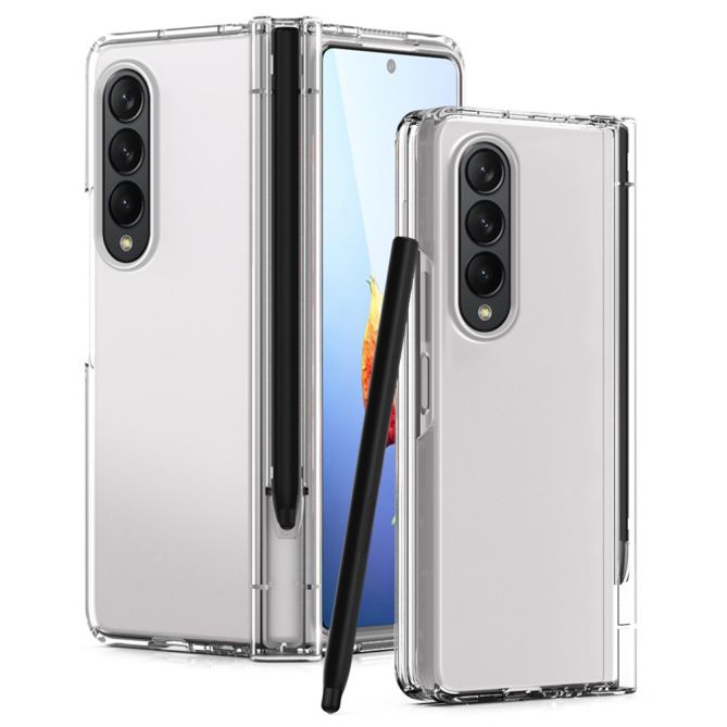 For Samsung Galaxy Z Fold4 5G Hard PC Hinge Design Phone Case Drop-proof Cover with Tempered Glass Screen Protector + Stylus Pen