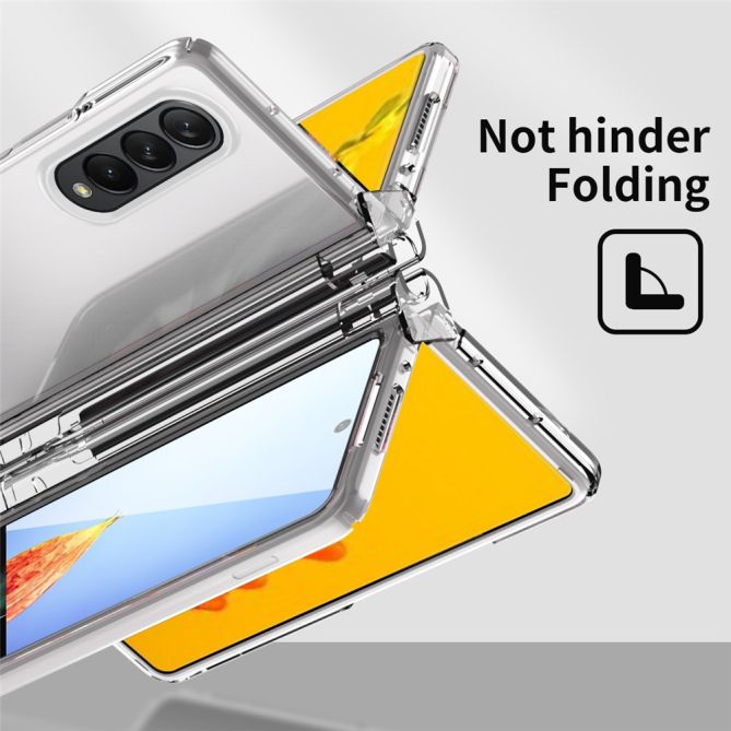 For Samsung Galaxy Z Fold4 5G Hard PC Hinge Design Phone Case Drop-proof Cover with Tempered Glass Screen Protector + Stylus Pen