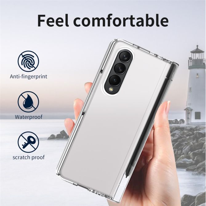For Samsung Galaxy Z Fold4 5G Hard PC Hinge Design Phone Case Drop-proof Cover with Tempered Glass Screen Protector + Stylus Pen
