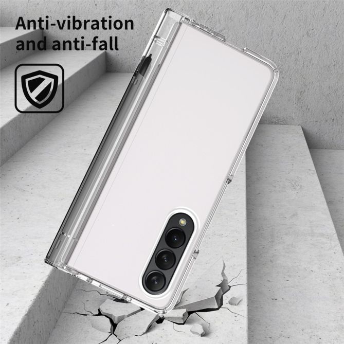 For Samsung Galaxy Z Fold4 5G Hard PC Hinge Design Phone Case Drop-proof Cover with Tempered Glass Screen Protector + Stylus Pen
