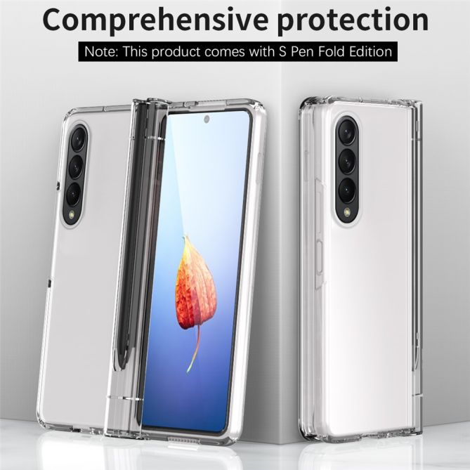 For Samsung Galaxy Z Fold4 5G Hard PC Hinge Design Phone Case Drop-proof Cover with Tempered Glass Screen Protector + Stylus Pen