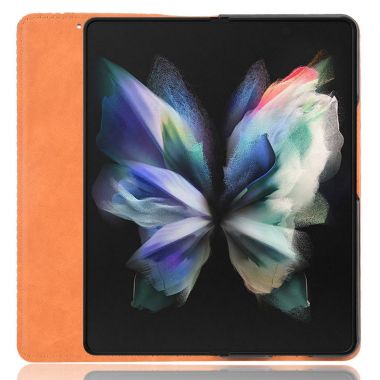 For Samsung Galaxy Z Fold4 5G Phone Case Retro Textured Shockproof Cover Leather Phone Case with Pen Slot