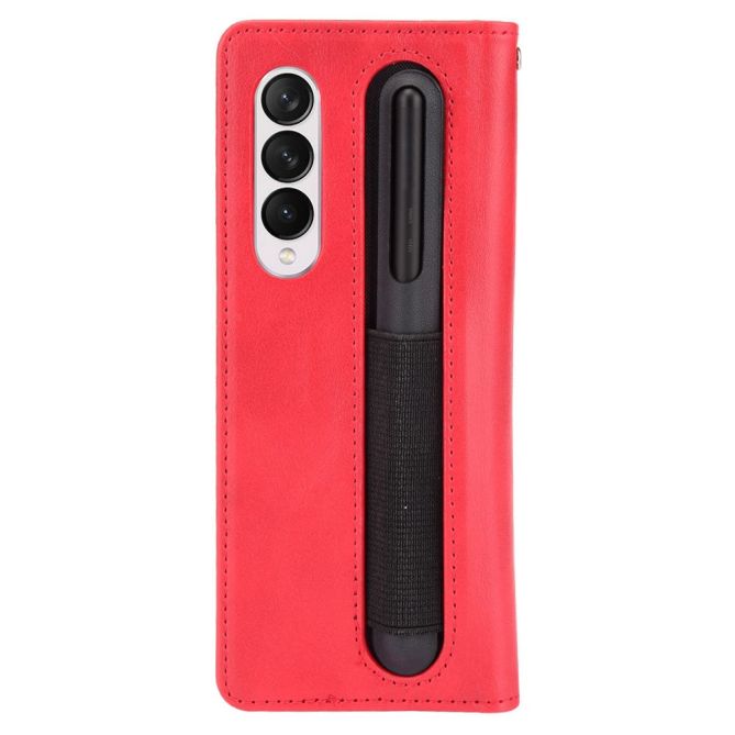 For Samsung Galaxy Z Fold4 5G Phone Case Retro Textured Shockproof Cover Leather Phone Case with Pen Slot