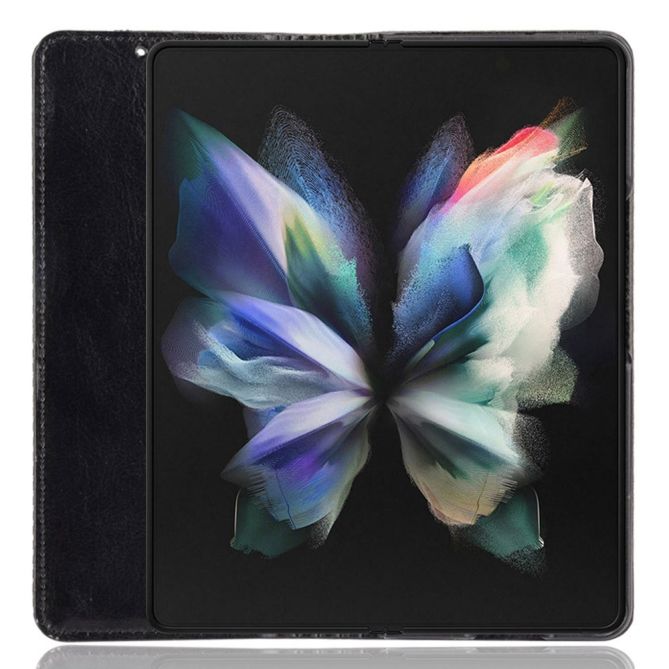 For Samsung Galaxy Z Fold4 5G Phone Case Retro Textured Shockproof Cover Leather Phone Case with Pen Slot