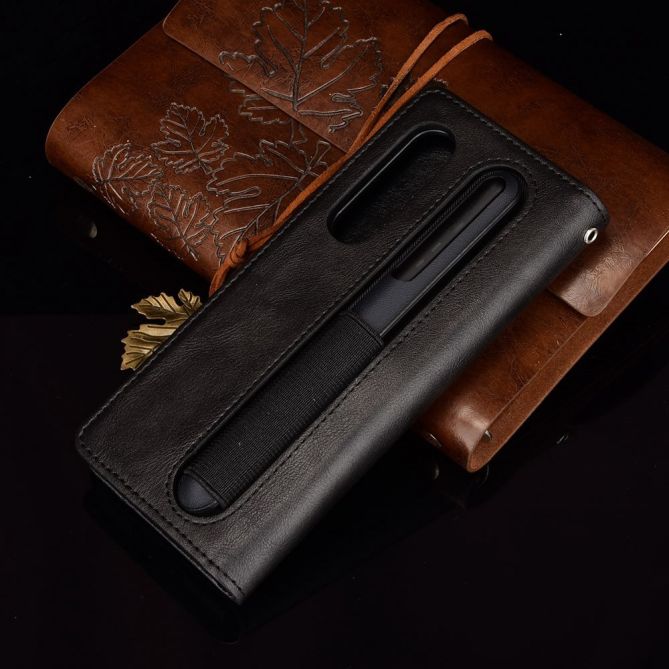 For Samsung Galaxy Z Fold4 5G Phone Case Retro Textured Shockproof Cover Leather Phone Case with Pen Slot