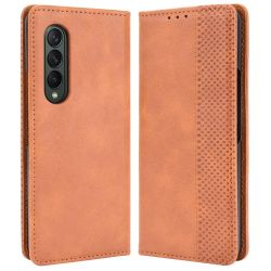 For Samsung Galaxy Z Fold4 5G Shockproof Retro Texture Phone Flip Leather Case Wallet Stand Magnetic Auto Closure Wear-resistant